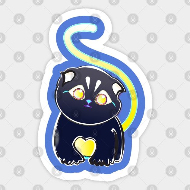 kawaii Alien cat with blue nose Sticker by ZOOLAB